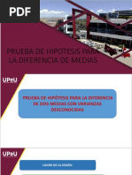 Prueba de Hipotesis para La Diferencia de Medias