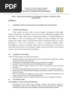 THC 2 - Risk Management As Applied To Safety, Security and Sanitation