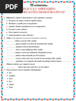 Ficha de Actividad - Determinantes Demostrativos