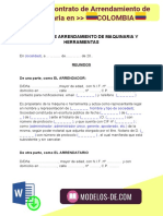 Modelo Contrato Arrendamiento de Maquinaria en Colombia