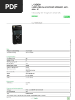 Product Data Sheet: LH Molded Case Circuit Breaker, 600V, 400A, 3P