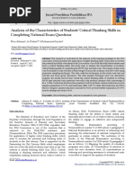 Analysis of The Characteristics of Students' Critical Thinking Skills in Completing National Exam Questions