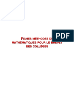 Fiches Methodes de Mathematiques Pour Le Brevet Des Colleges