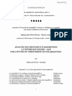 Analyse Des Processus D'Adsorption A L'Interface Solide - Gaz Par L'Etude Du Phenomene de Polarisation