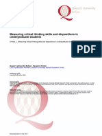 Measuring Critical Thinking Skills and Dispositions in Undergraduate Students