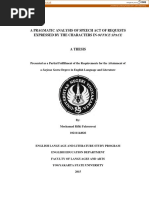 A Pragmatic Analysis of Speech Act of Requests Expressed by The Characters in Office Space