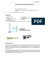 EXPERIMENT-2: Measurements of Mass, Volume and Density: Objectives