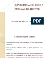 Estudos Preliminares para A Implantaçao de Hortas