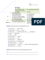 Unit 05 Lesson 03 Exercise (Prepositions of Time)