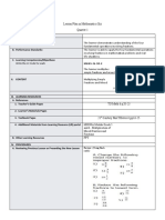 Lesson Plan in Mathematics Six Quarter 1: Review: (Using Flash Cards)