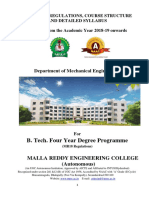 B. Tech. Four Year Degree Programme: Department of Mechanical Engineering (ME)