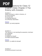 MCQ Questions For Class 12 English Vistas Chapter 4 The Enemy With Answers