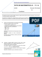 1.º Teste de Matemática A 11.º 6: 1.º Período 25/10/2021 Duração: 90 Minutos Nome: N.º: Classificação: O Professor