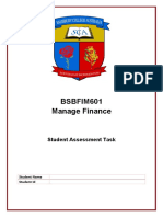 BSBFIM601 Manage Finance: Student Assessment Task