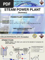 ME 522 - Power Plant Engineering - Review Problems