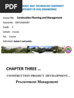 Construction Planning and Management: Adama Science and Technology University Department of Civil Engineering