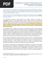 Lineamientos en Materia de Control Sanitario de La Cannabis