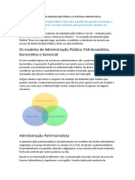 A Evolução Dos Modelos de Administração Pública e As Reformas Administrativas