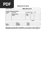 Equipment Booking Form 1