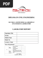 Diploma in Civil Engineering: Dcc30112 - Geotechnical & Highway Engineering Laboratory