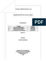 Informe de Reflexion y Refraccion de La Luz