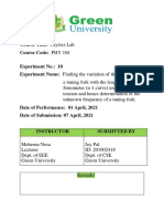 Lab Report of Sonometer - Exp.10