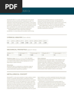 CHEMICAL ANALYSIS (Max Values) : Hardness Range (Delivery Condition) : 370-430 HBW Heat Resistance