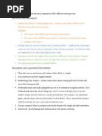 General Education Adaptations of The Different Learning Needs