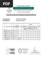 Resultados Preliminares Reasignacion Docente 2021 - Etapa Regional Primera Fase