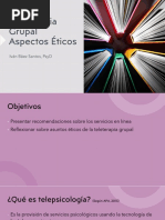 Teleterapia Grupal y Aspectos Éticos