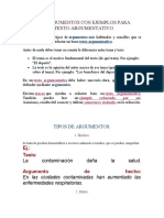 Anexo 4. Tipos de Argumentos Con Ejemplos para Escribir Un Texto Argumentativo