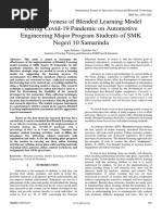 The Effectiveness of Blended Learning Model During Covid-19 Pandemic On Automotive Engineering Major Program Students of SMK Negeri 10 Samarinda