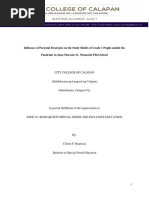 Influence of Parental Strategies On The Study Habits of Grade 1 Pupils Amidst The Pandemic in Juan Morente Sr. Memorial Pilot School