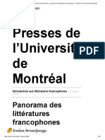 Introduction Aux Littératures Francophones - Panorama Des Littératures Francophones - Presses de L'université de Montréal