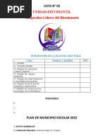 PLAN DE TRABAJO LISTA #2 Unidad Estudiantil