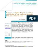 Strategies To Improve English Vocabulary and Spelling in The Classroom For ELL, ESL, EO and LD Students