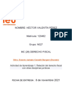 Actividad de Aprendizaje 1. Relación Del Derecho Fiscal Con Otras Disciplinas Jurídicas