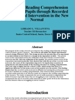 Enhancing Reading Comprehension of Grade 3 Pupils Through Recorded Audio-Based Intervention in The New Normal