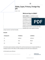 DBMS Keys - Candidate, Super, Primary, Foreign Key Types With Example