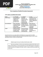 Post-Competency Checklist (Formative Assessment) : Name: Romy R. Castañeda Bsed 2D Math