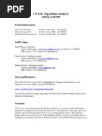 CS 312: Algorithm Analysis: Syllabus, Fall 2008