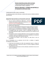 Proceso y Támite de Matricula Estudiantes Antiguos