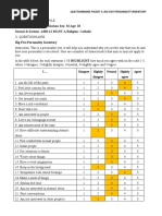 PERDEV Big Five Personality Inventory Response