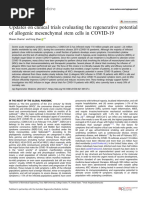 Updates On Clinical Trials Evaluating The Regenerative Potential of Allogenic Mesenchymal Stem Cells in COVID-19