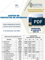 Costos en Proyectos de Inversión (P)