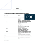 Head To Toe Assessment Worksheet