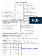 Formule Algebra Trigonometrie Gimnaziu