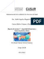 Reporte de Lectura 7 - Seguridad Del Paciente y Guías de Práctica Clínica