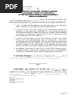 Affidavit of Informed Consent, Waiver and Undertaking of Compliance To The Minimum Qualification Standards and Requirements