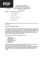 Course Introduction Course Outline Creating First Project Controller in MVC Views in MVC